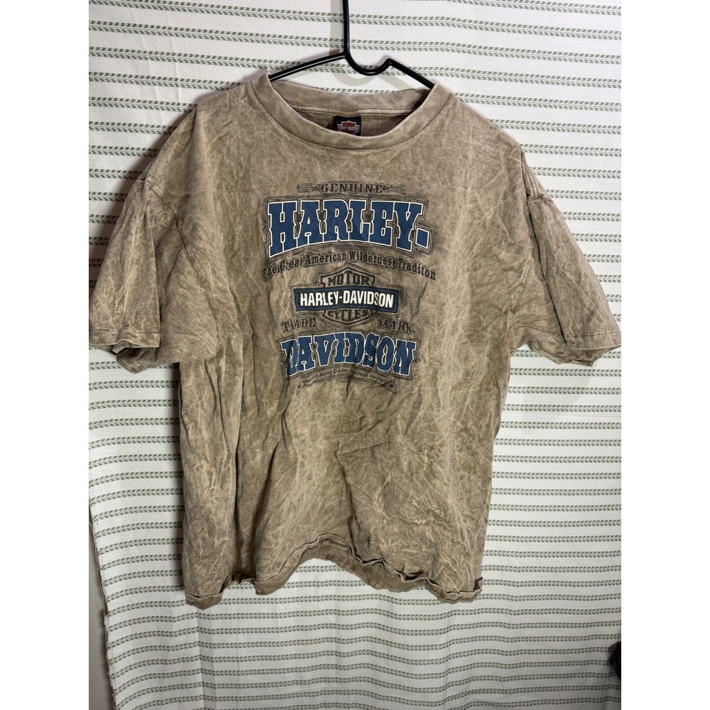 Harley Davidson 90s Mens T-Shirt Brown Acid Wash Knoxville TN Graphic Size XL